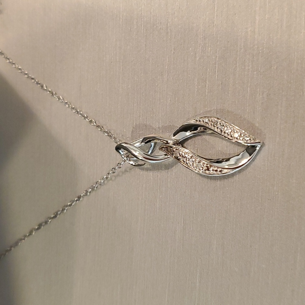 ZALES Sterling Silver Diamond Accent Flame Swirl Pendant Twist Infinity Necklace